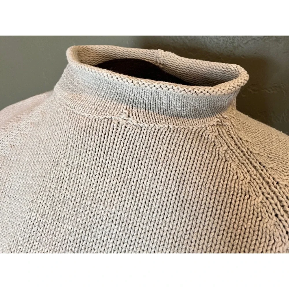 J.Crew VTG women's Linen Cotton Blend Roll Neck Raglan Sweater Oatmeal Large - Picture 3 of 5
